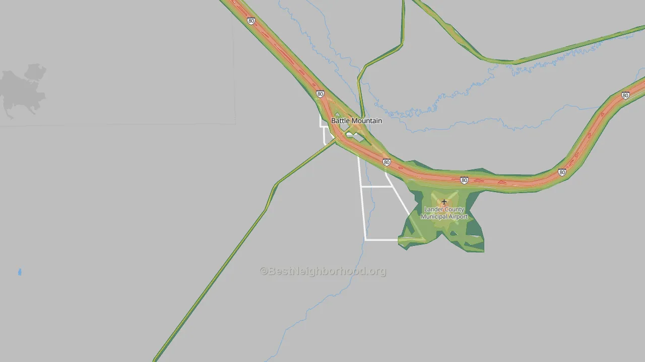 Battle Mountain, NV Map of Noise Levels in Battle Mountain