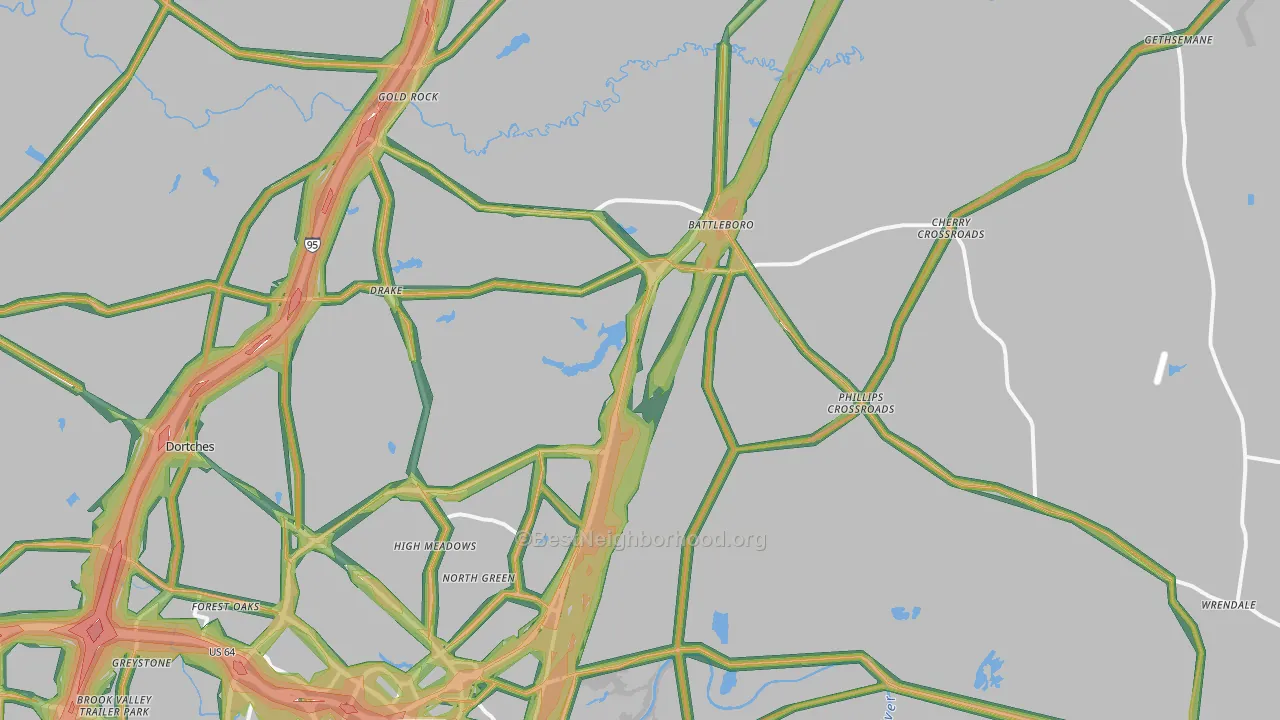Battleboro, NC Map of Noise Levels in Battleboro