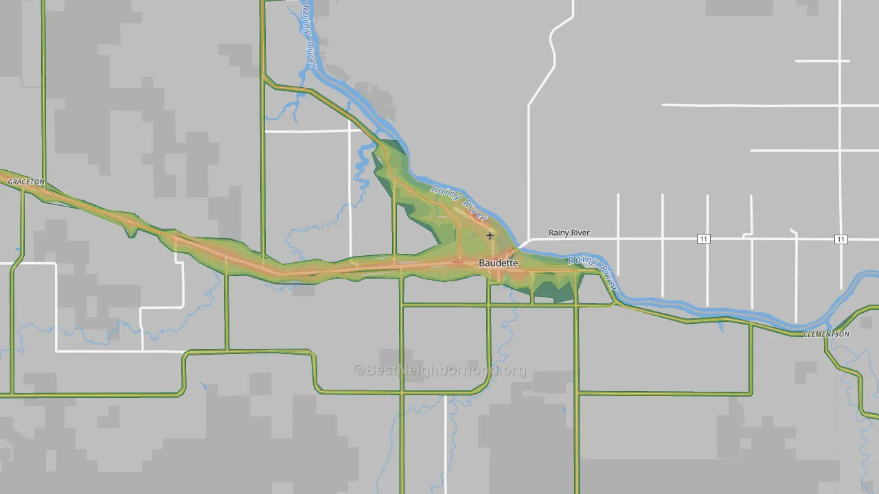 Baudette, MN Map of Noise Levels in Baudette