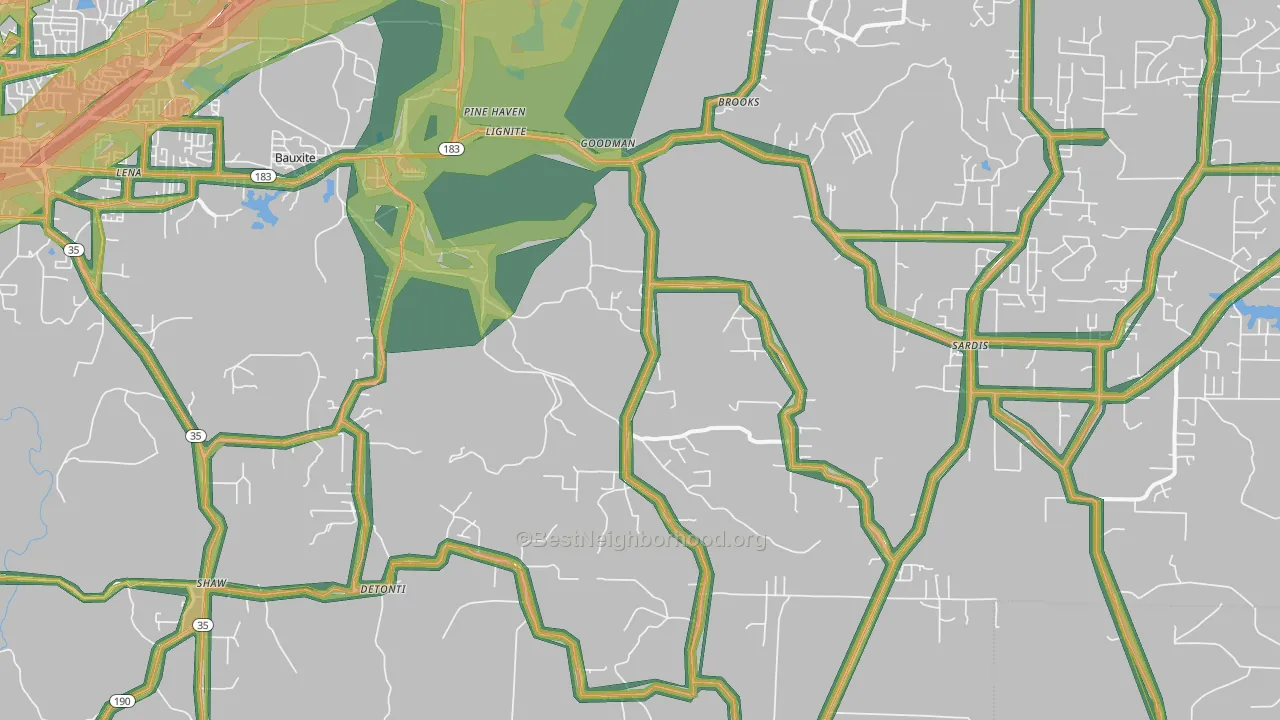 Bauxite, AR Map of Noise Levels in Bauxite
