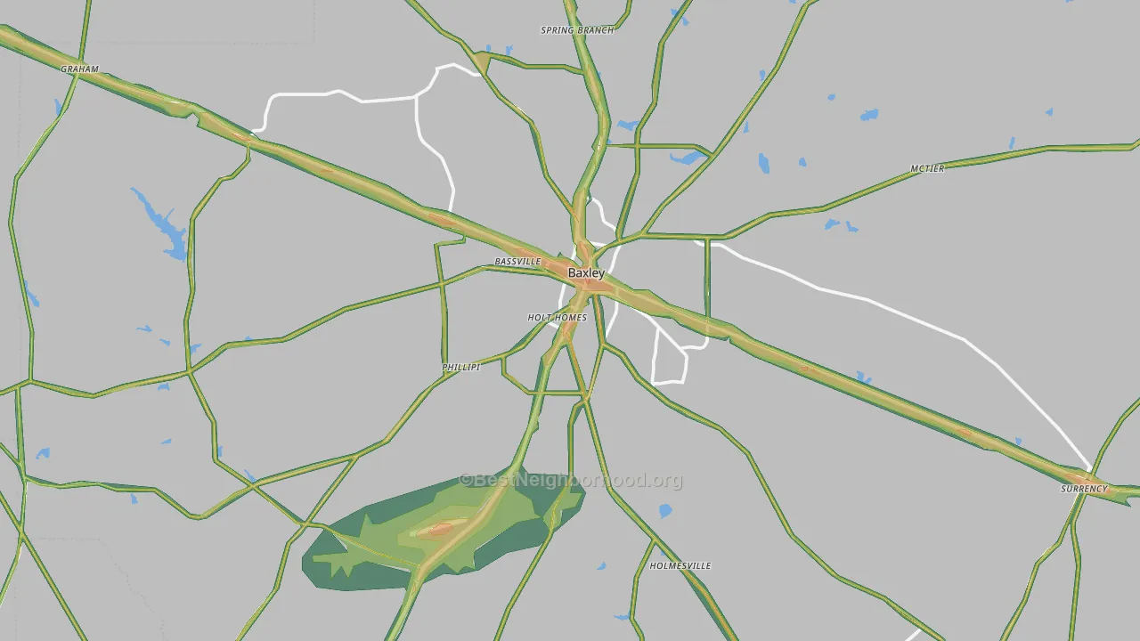 Baxley, GA Map of Noise Levels in Baxley