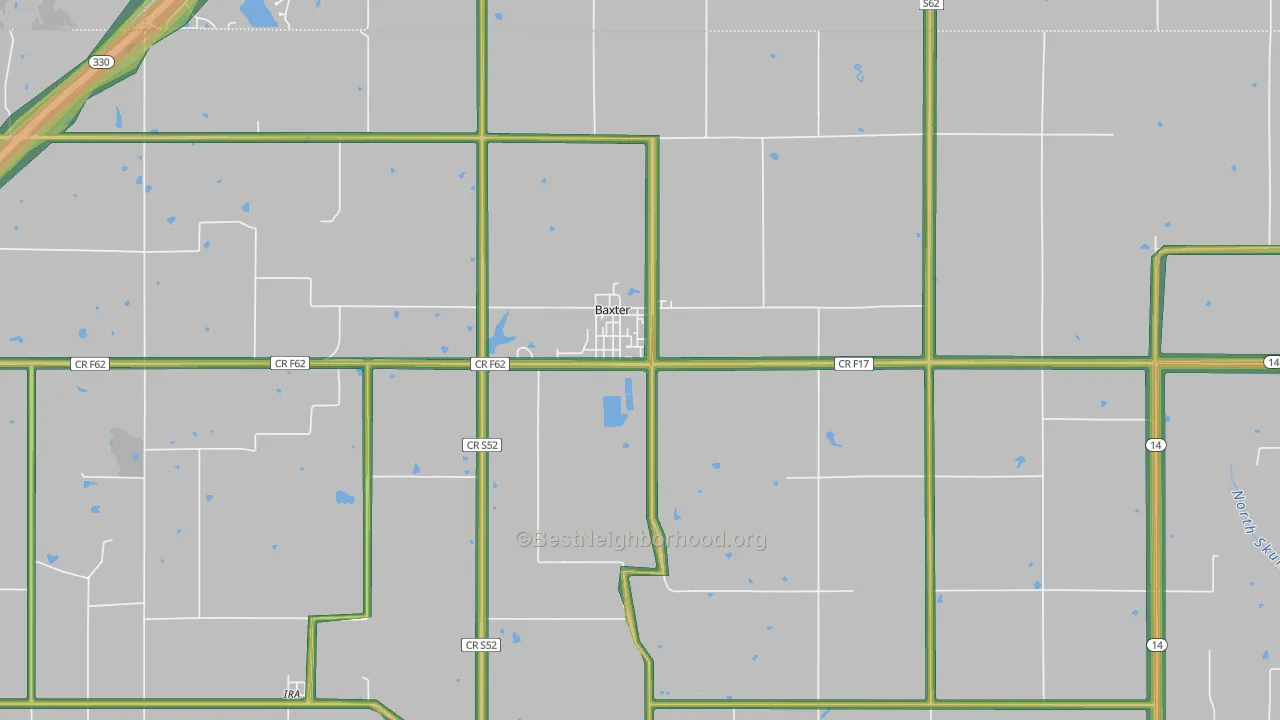 Baxter, IA Map of Noise Levels in Baxter