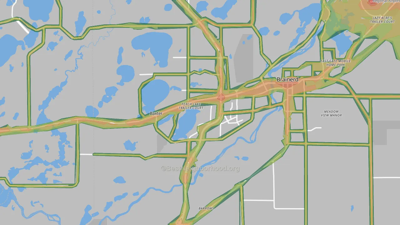 Baxter, MN Map of Noise Levels in Baxter
