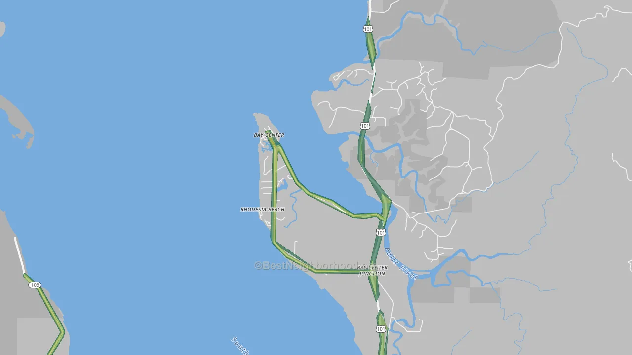 Bay Center, WA Map of Noise Levels in Bay Center