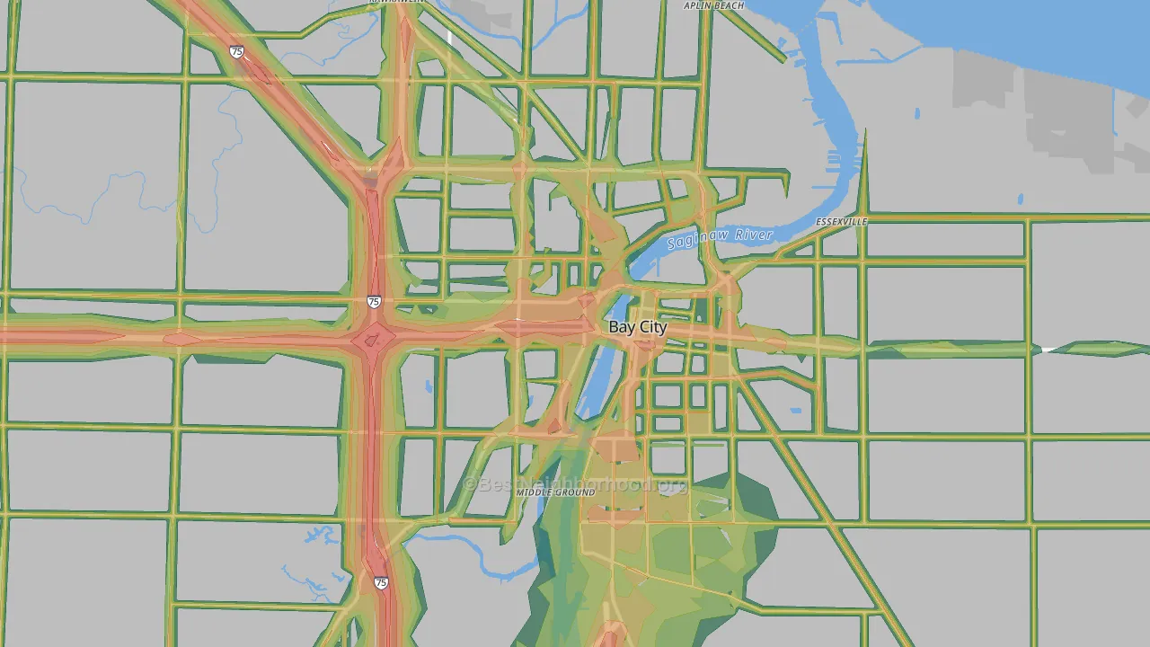 Bay City, MI Map of Noise Levels in Bay City