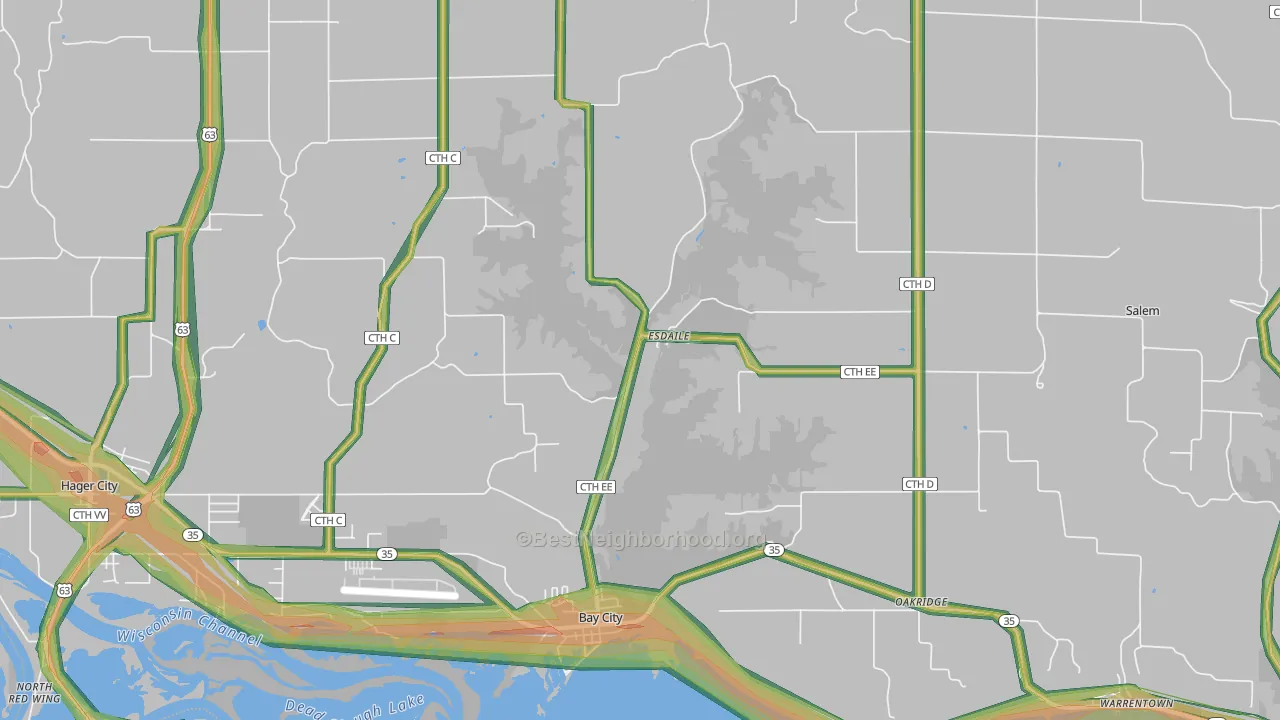 Bay City, WI Map of Noise Levels in Bay City