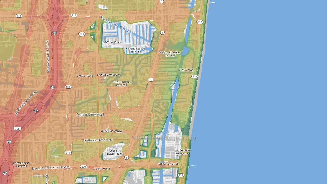 Bay Colony, Fort Lauderdale, FL Map of Noise Levels in Bay Colony