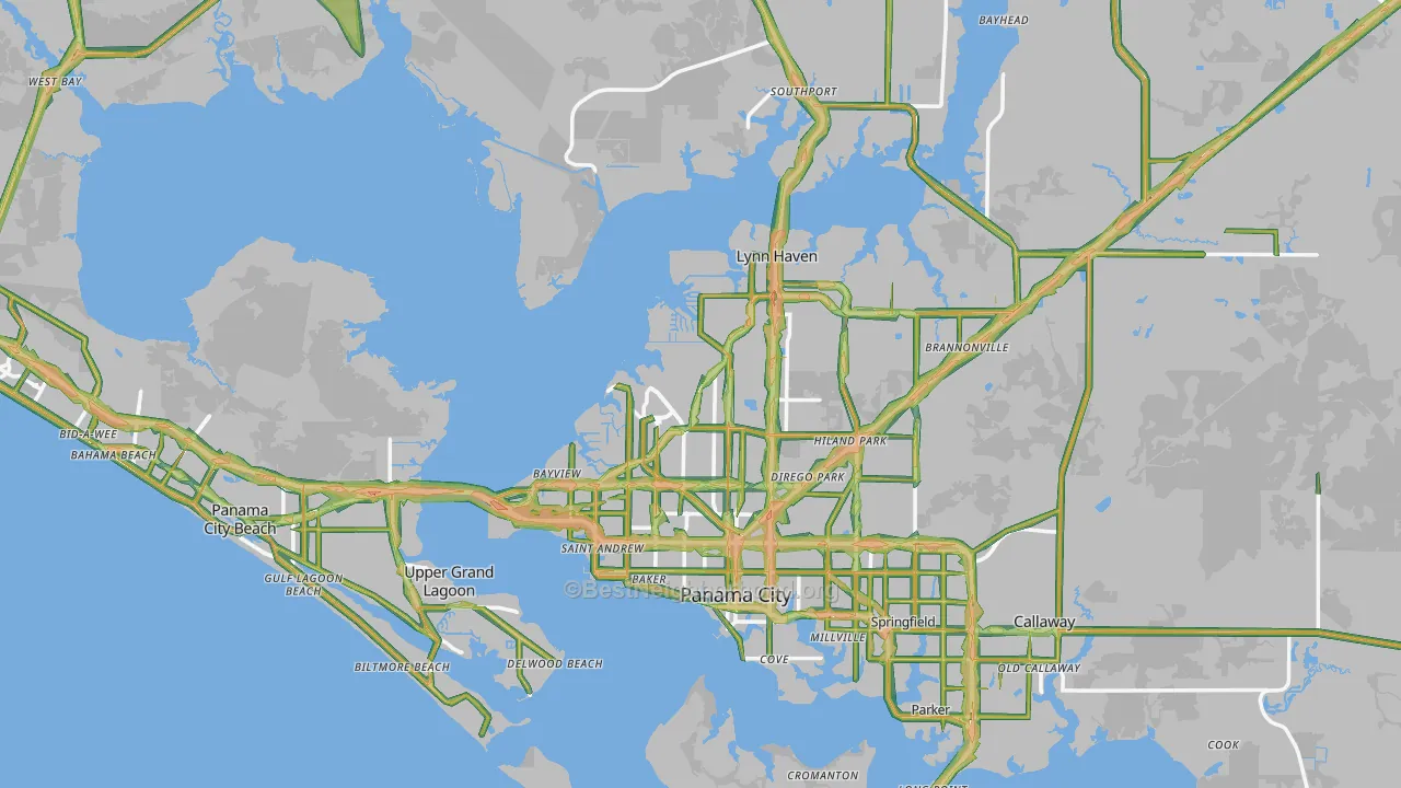 Bay County, FL Map of Noise Levels in Bay County