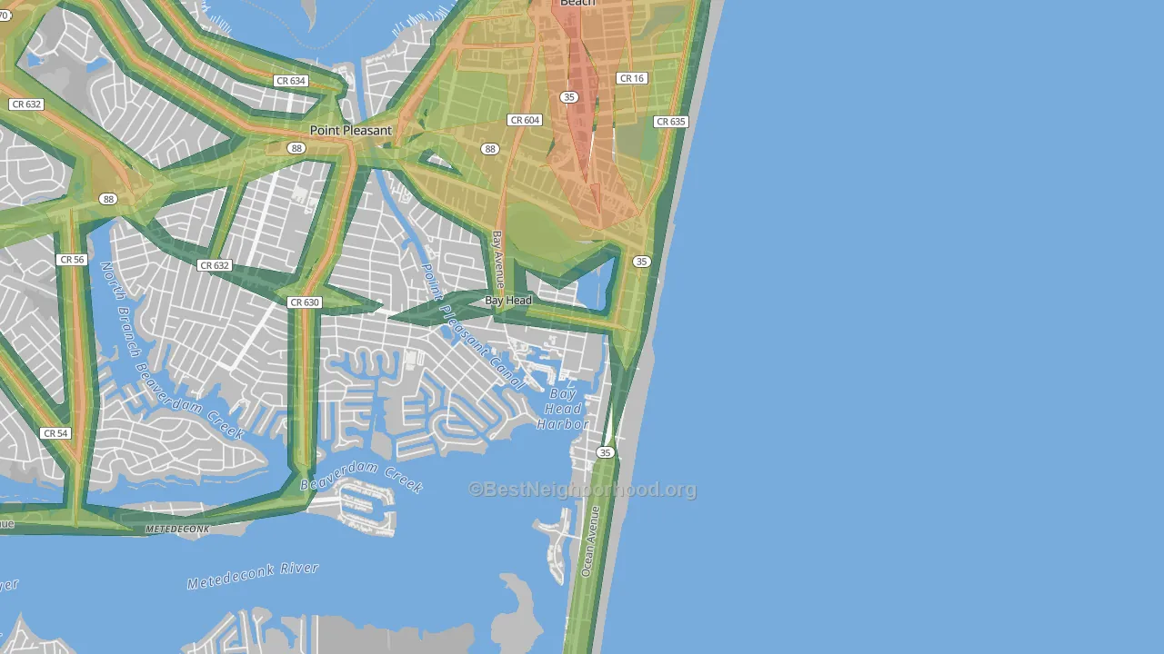 Bay Head, NJ Map of Noise Levels in Bay Head