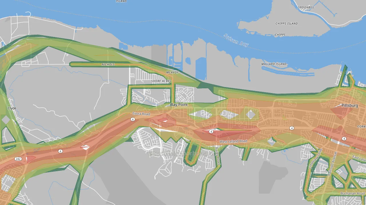 Bay Point, CA Map of Noise Levels in Bay Point