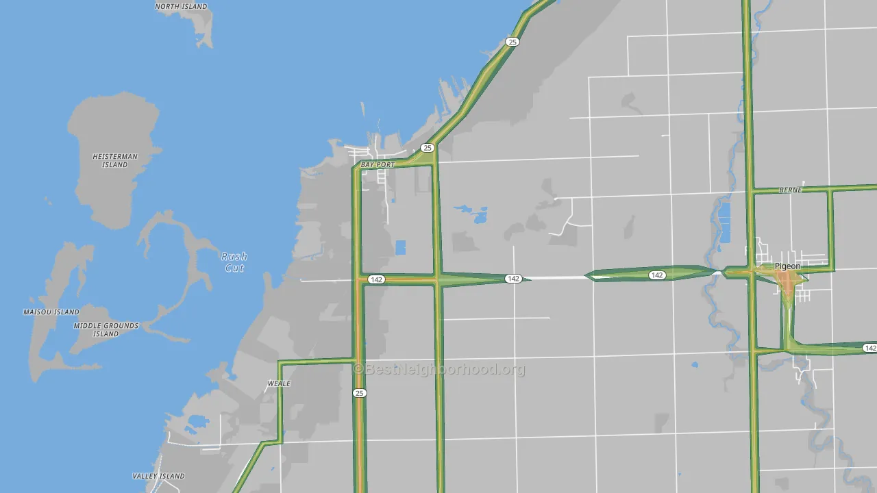 Bay Port, MI Map of Noise Levels in Bay Port