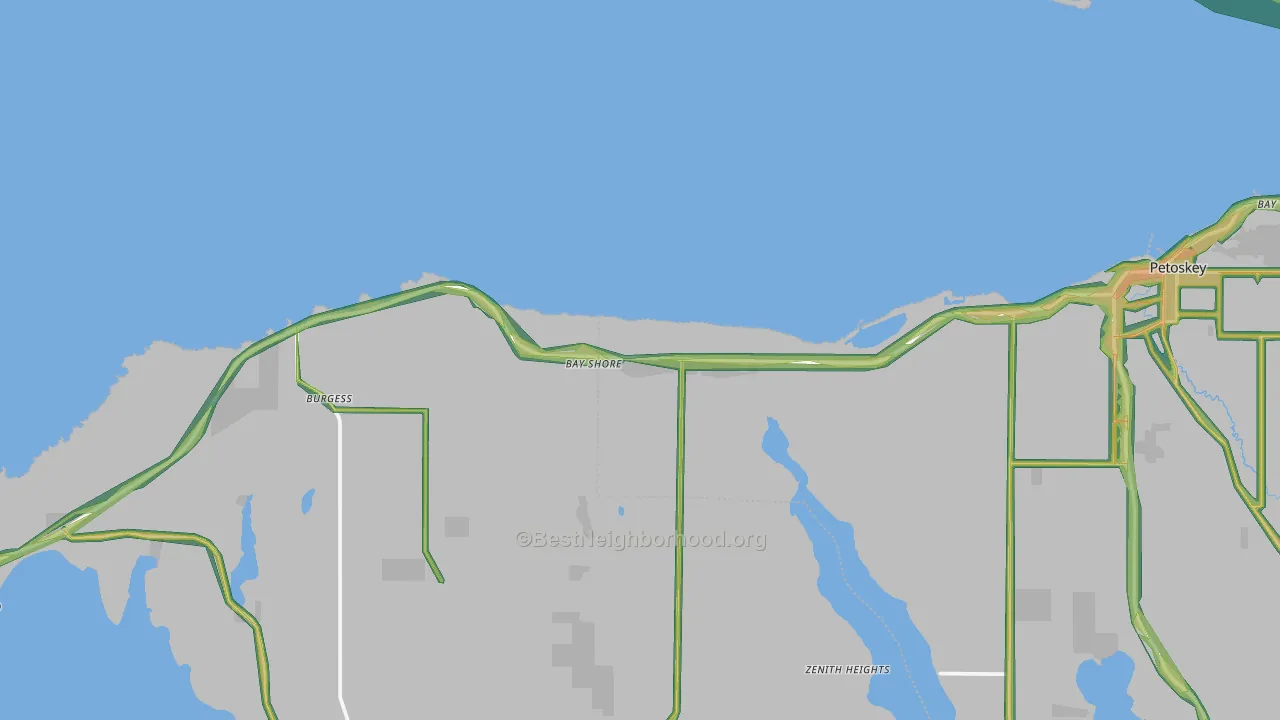 Bay Shore, MI Map of Noise Levels in Bay Shore