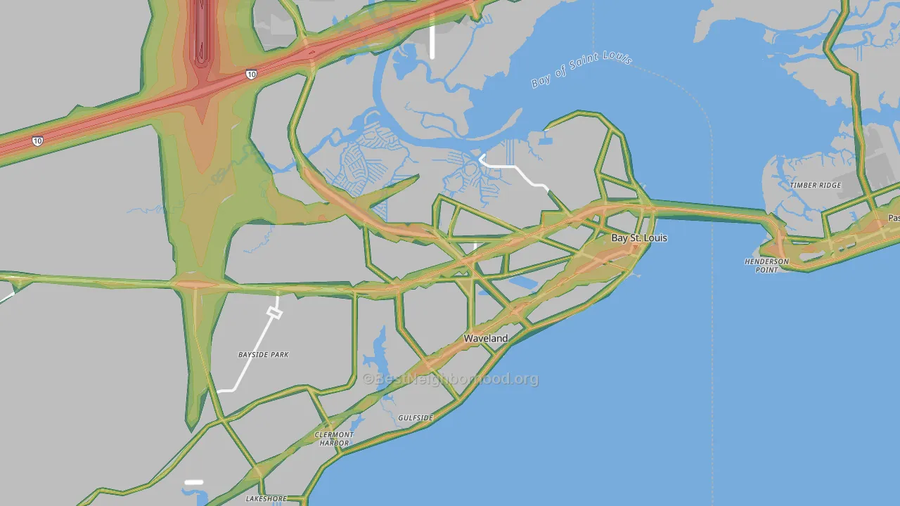 Bay St. Louis, MS Map of Noise Levels in Bay St. Louis