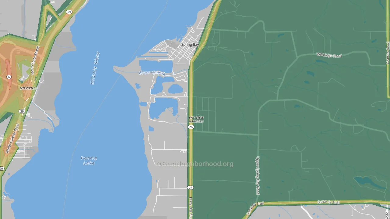 Bay View Gardens, IL Map of Noise Levels in Bay View Gardens