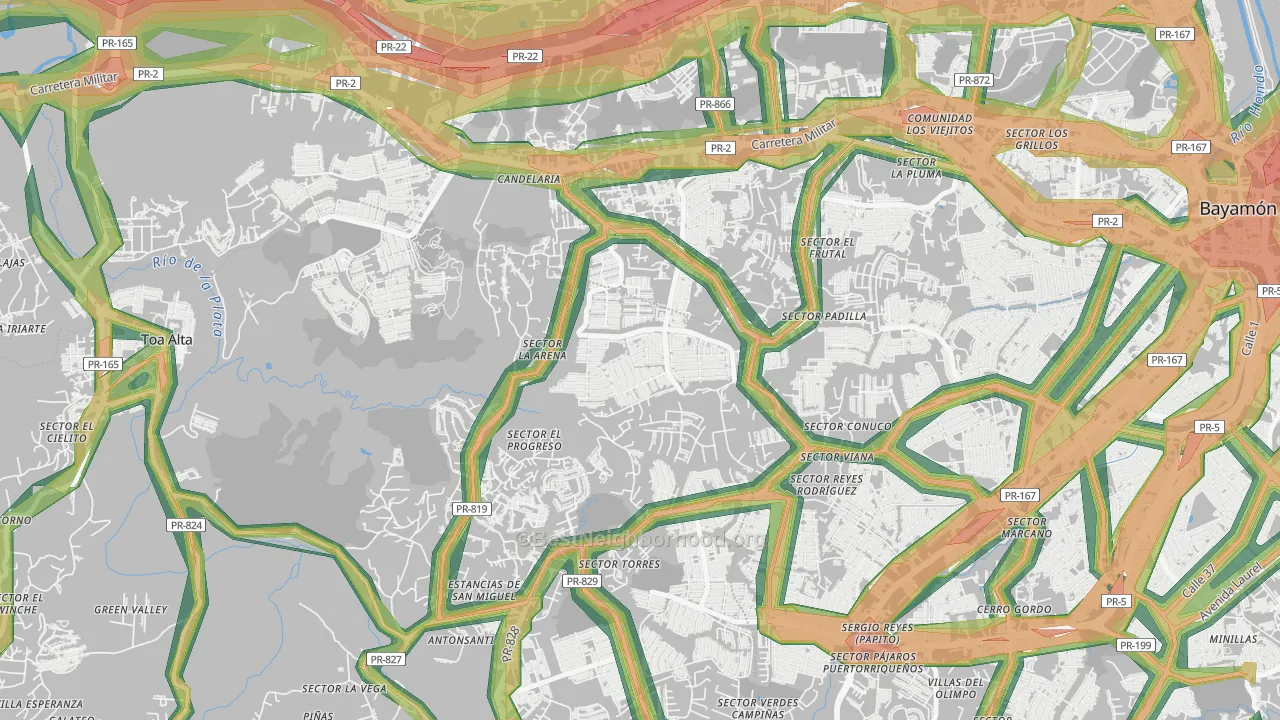 Bayamon Gardens, PR Map of Noise Levels in Bayamon Gardens