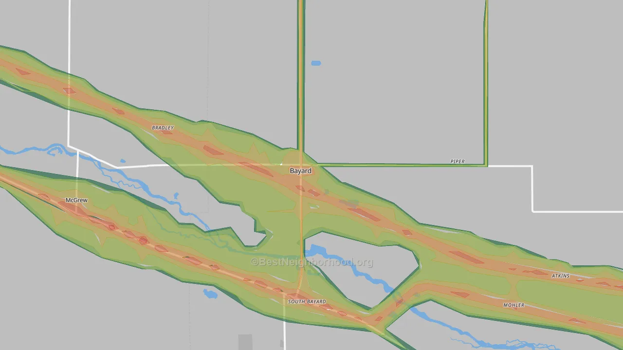 Bayard, NE Map of Noise Levels in Bayard