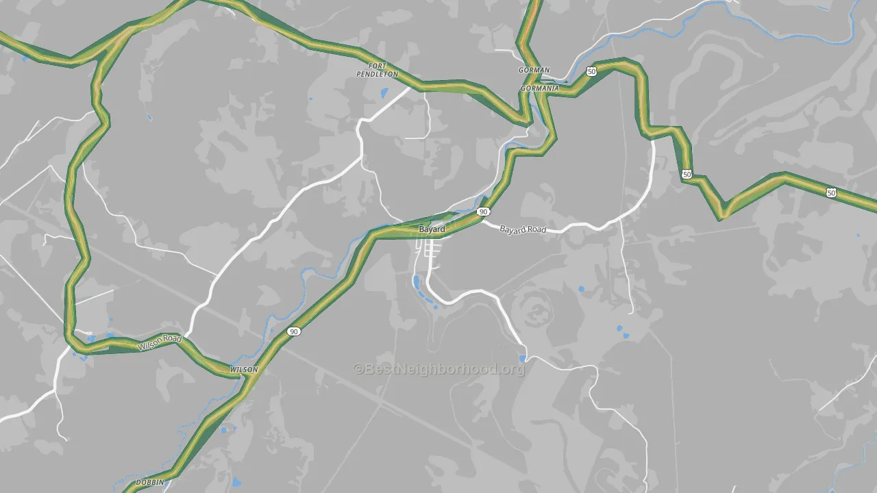 Bayard, WV Map of Noise Levels in Bayard