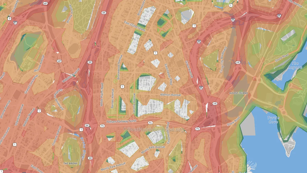 Baychester, Bronx, NY Map of Noise Levels in Baychester
