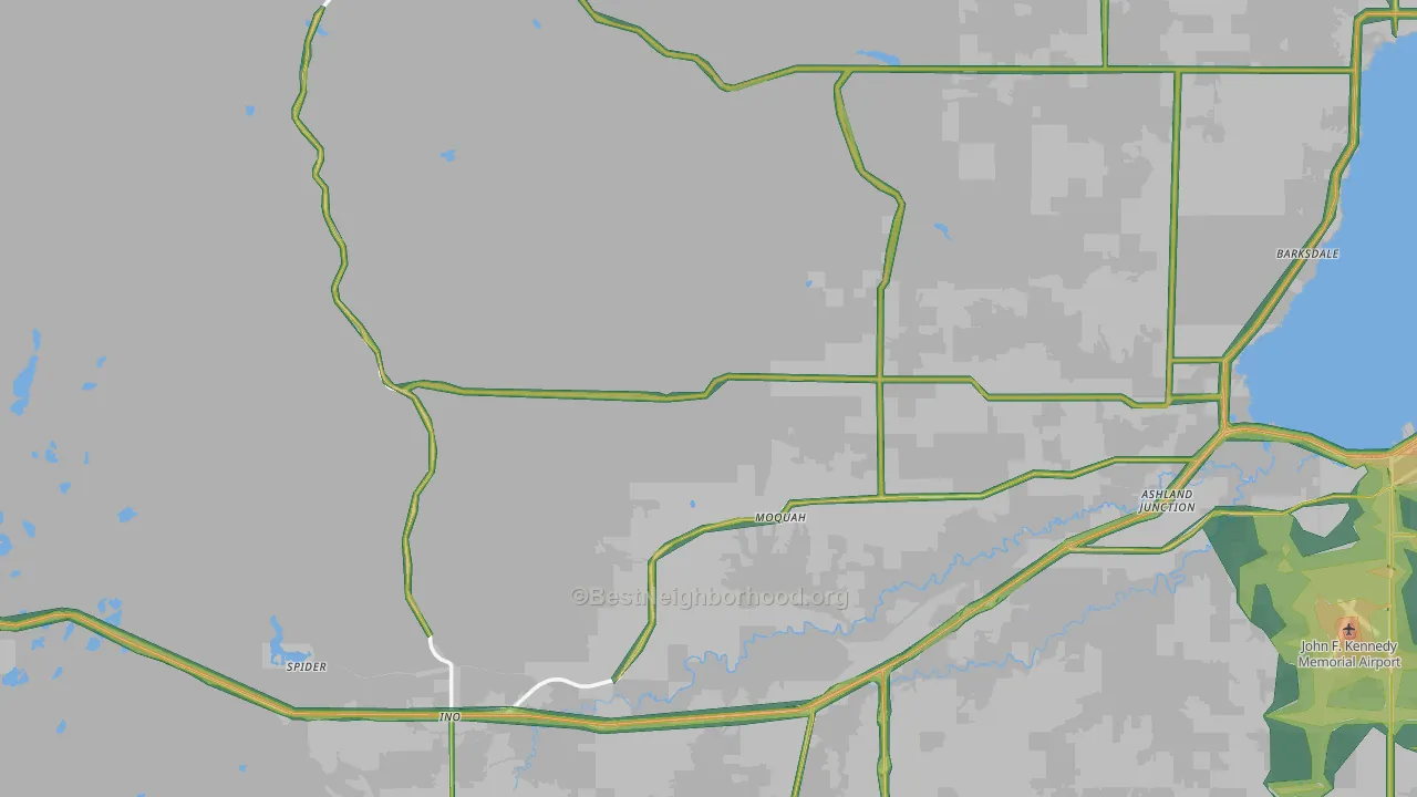 Bayfield County, WI Map of Noise Levels in Bayfield County