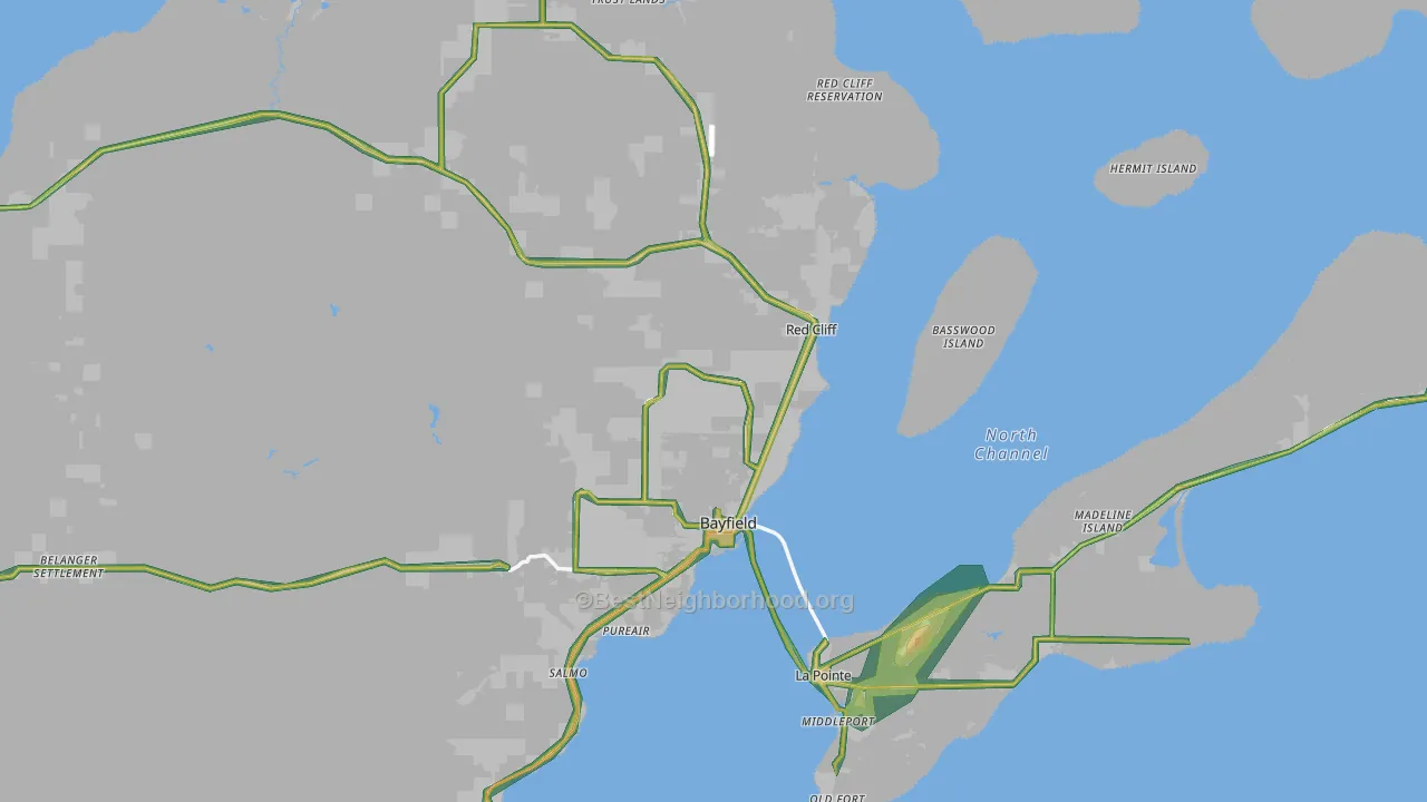 Bayfield, WI Map of Noise Levels in Bayfield