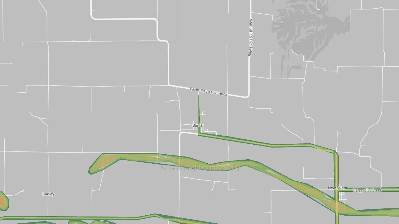 Baylis, IL Map of Noise Levels in Baylis