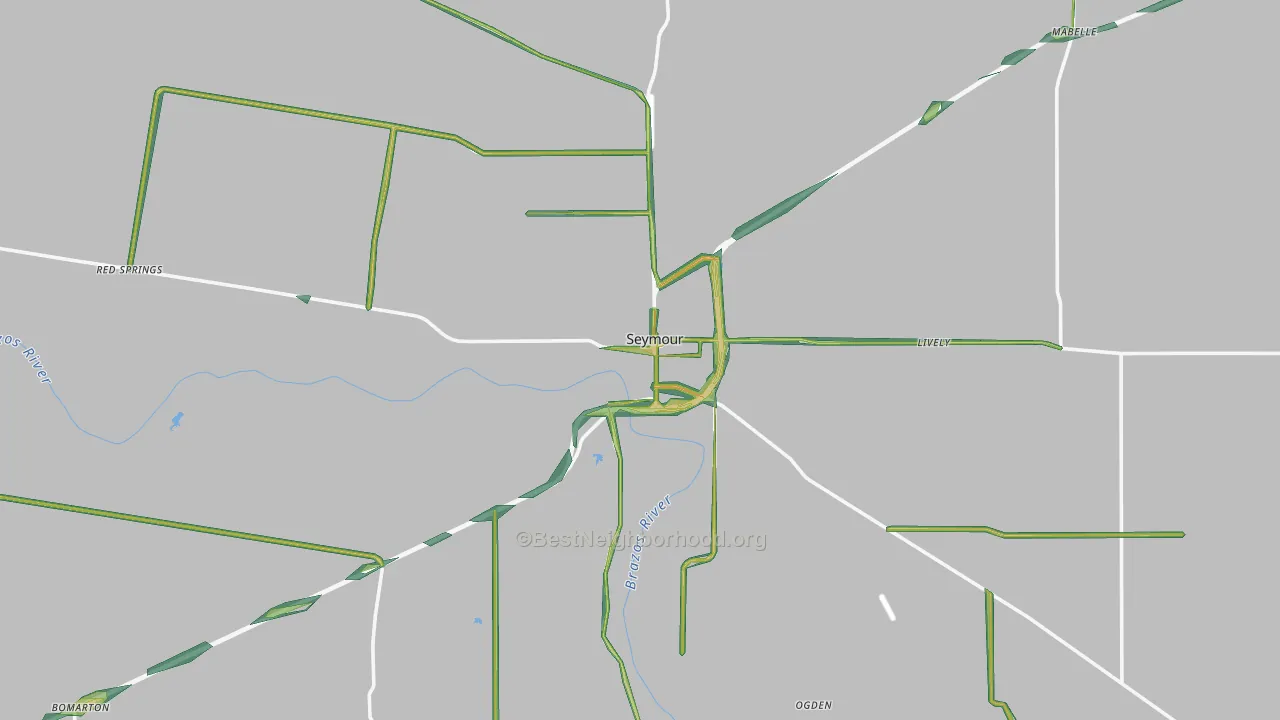 Baylor County, TX Map of Noise Levels in Baylor County