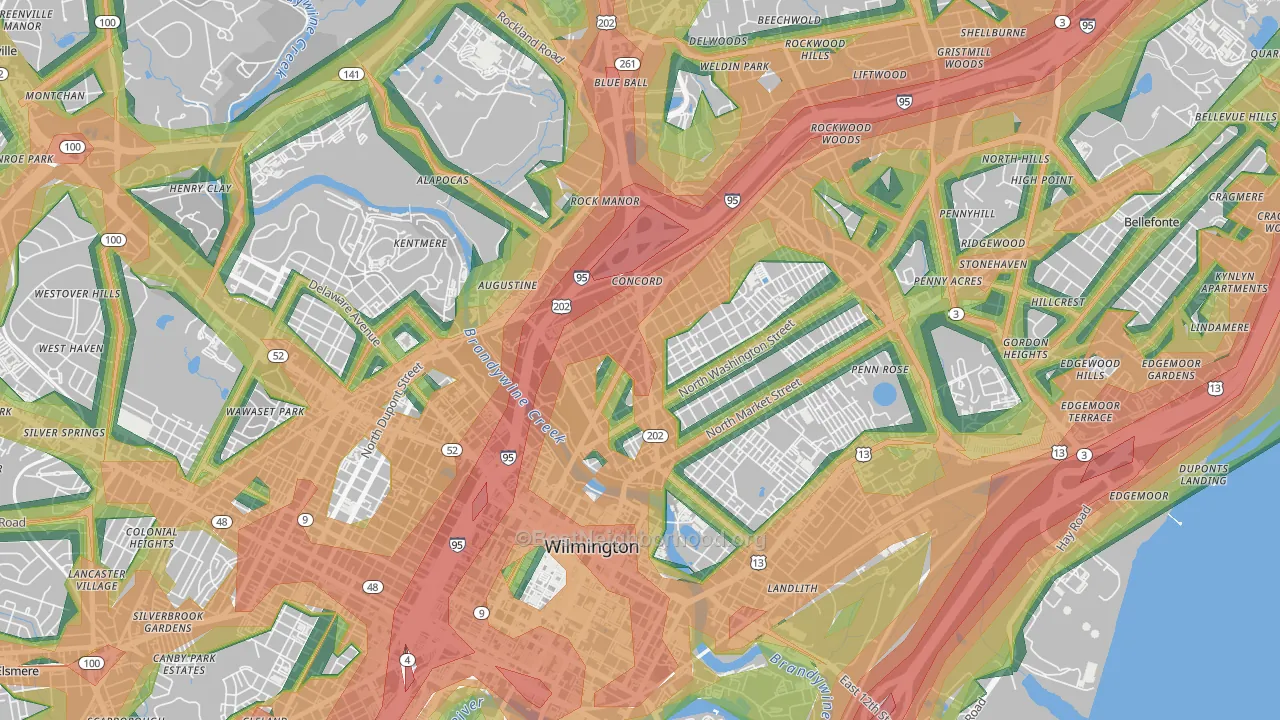 Baynard Village, Wilmington, DE Map of Noise Levels in Baynard Village