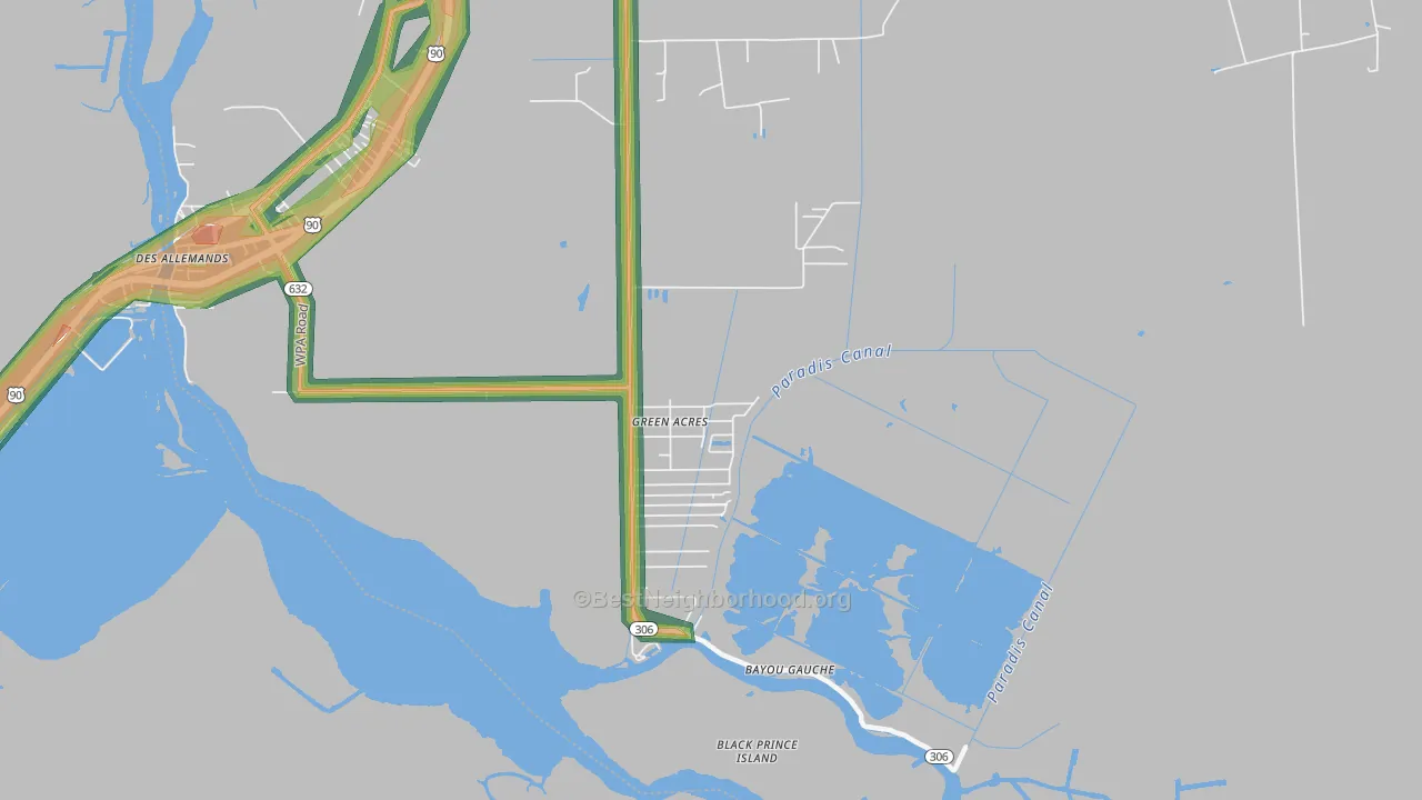 Bayou Gauche, LA Map of Noise Levels in Bayou Gauche