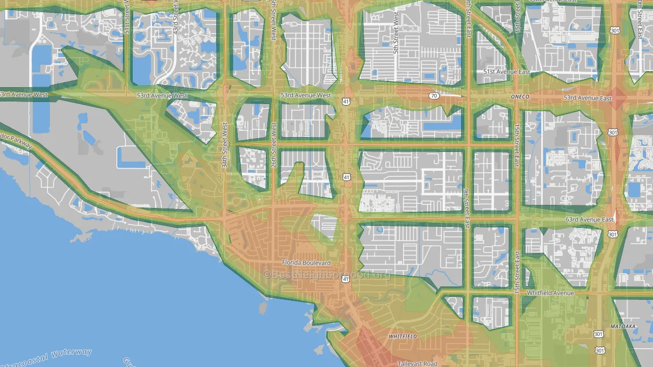 Bayshore Gardens, FL Map of Noise Levels in Bayshore Gardens
