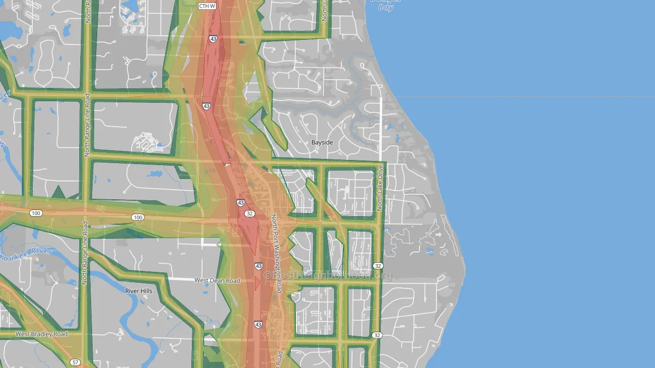 Bayside, WI Map of Noise Levels in Bayside