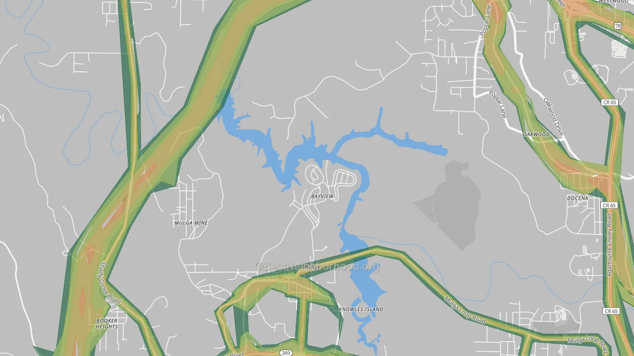 Bayview, AL Map of Noise Levels in Bayview