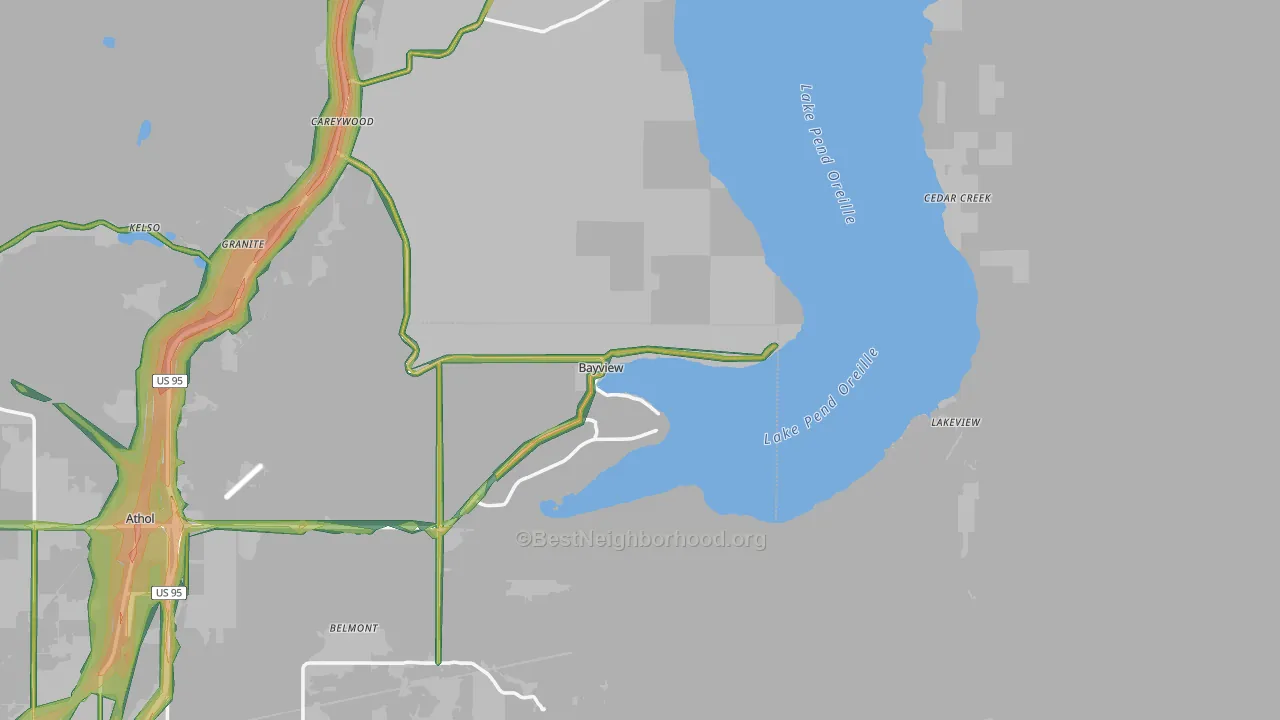 Bayview, ID Map of Noise Levels in Bayview