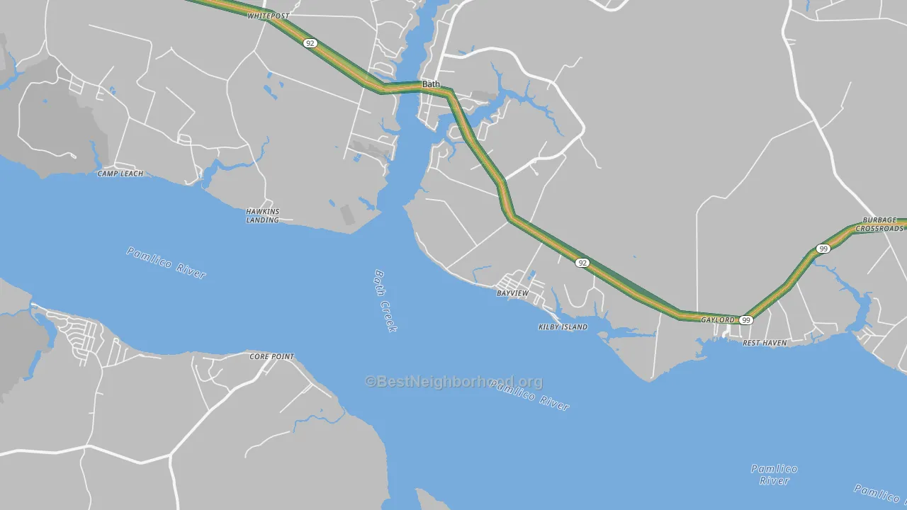 Bayview, NC Map of Noise Levels in Bayview