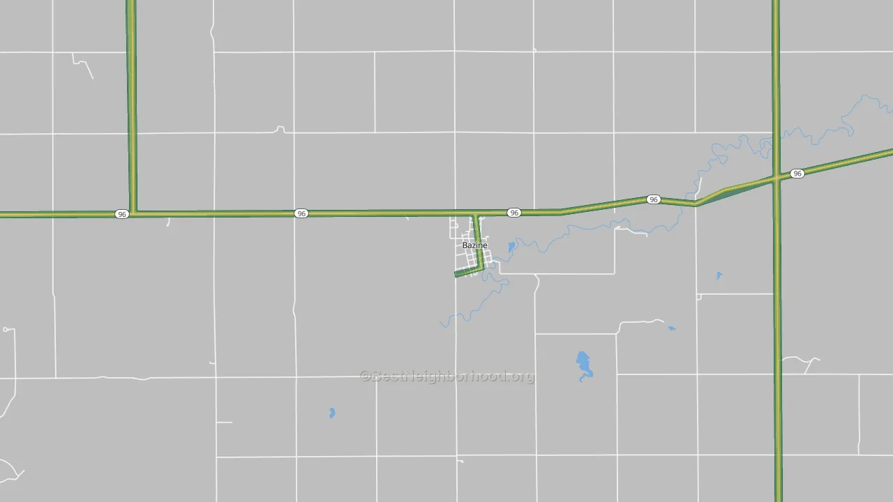 Bazine, KS Map of Noise Levels in Bazine