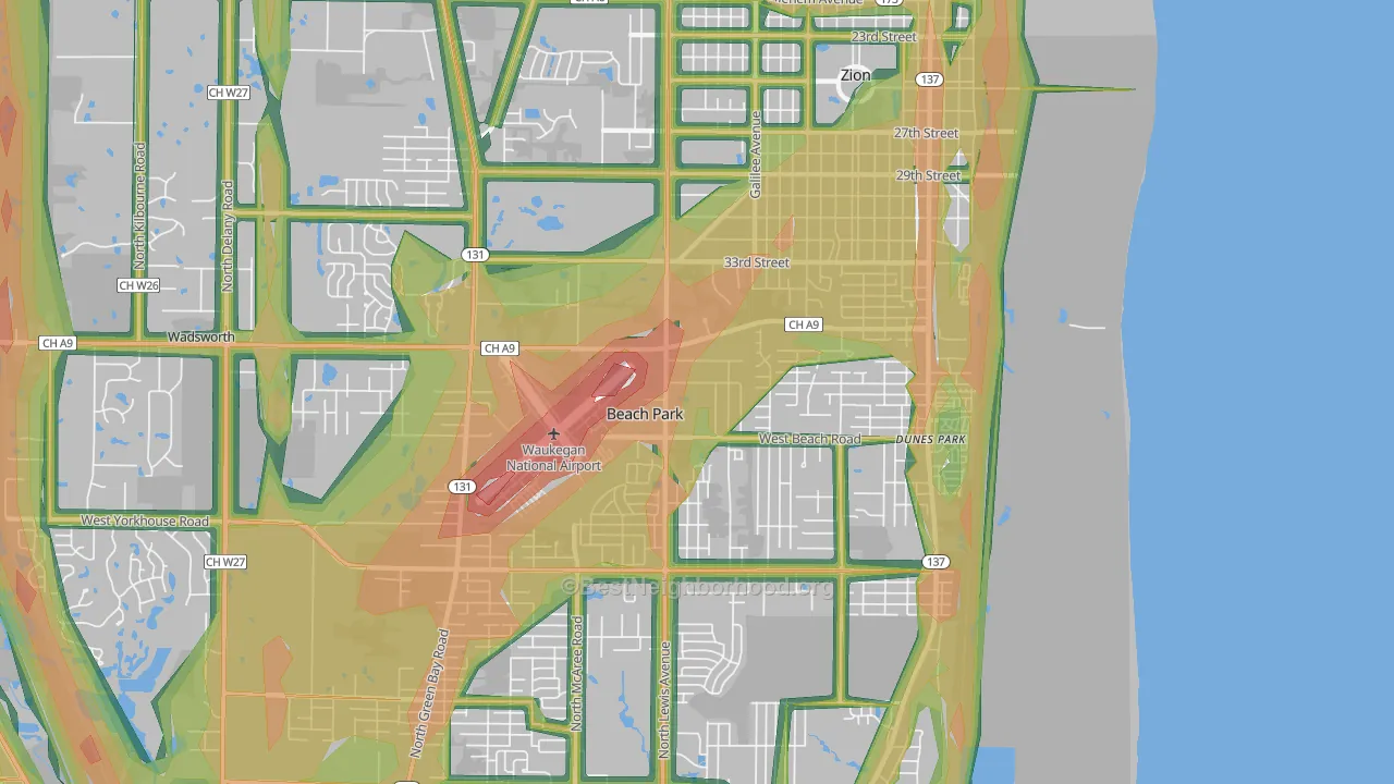Beach Park, IL Map of Noise Levels in Beach Park