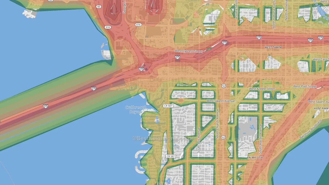 Beach Park, Tampa, FL Map of Noise Levels in Beach Park