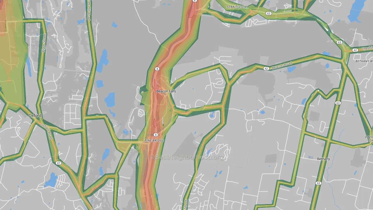 Beacon Falls, CT Map of Noise Levels in Beacon Falls