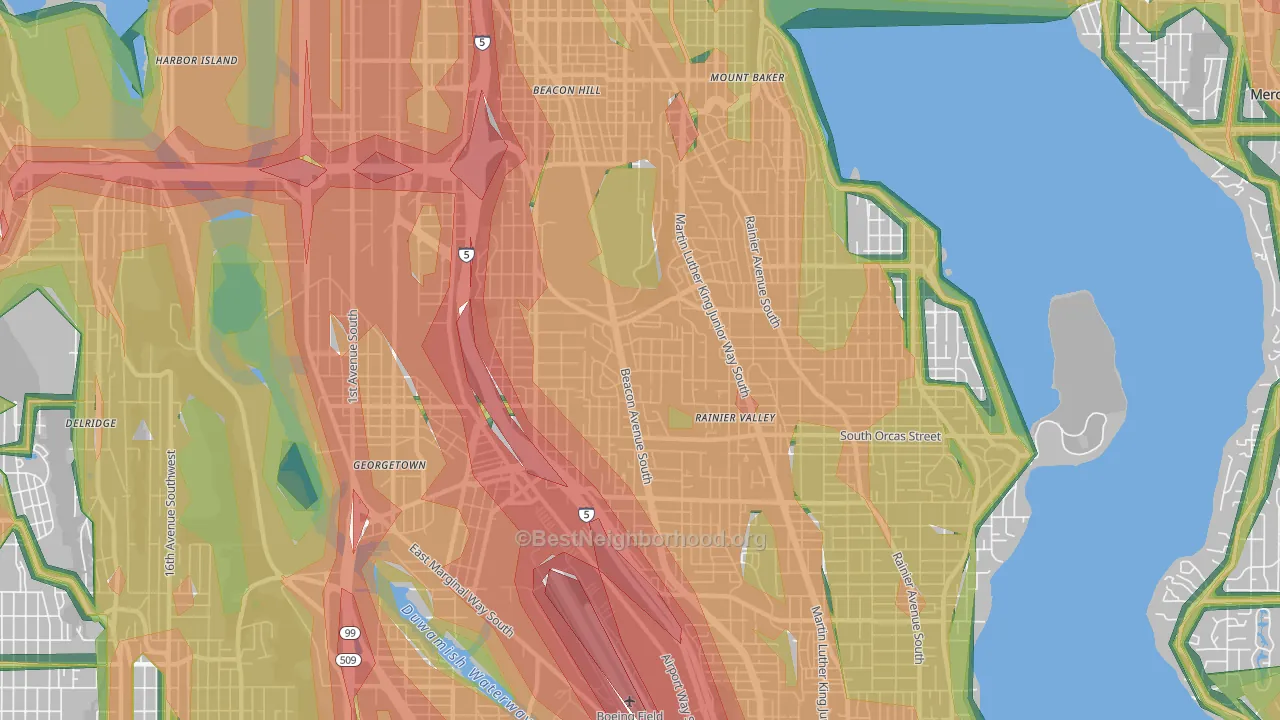Beacon Hill, Seattle, WA Map of Noise Levels in Beacon Hill