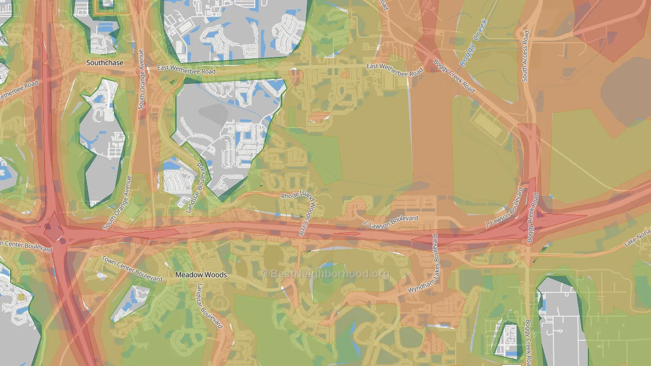 Beacon Park, Meadow Woods, FL Map of Noise Levels in Beacon Park