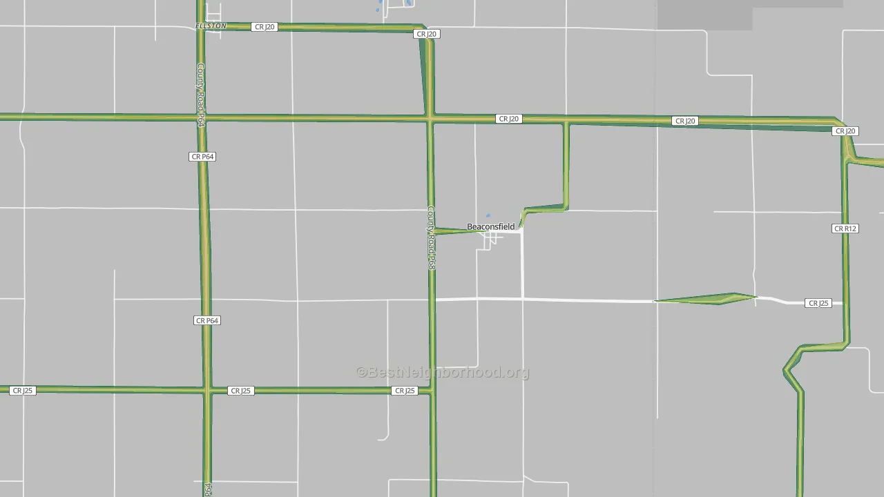 Beaconsfield, IA Map of Noise Levels in Beaconsfield