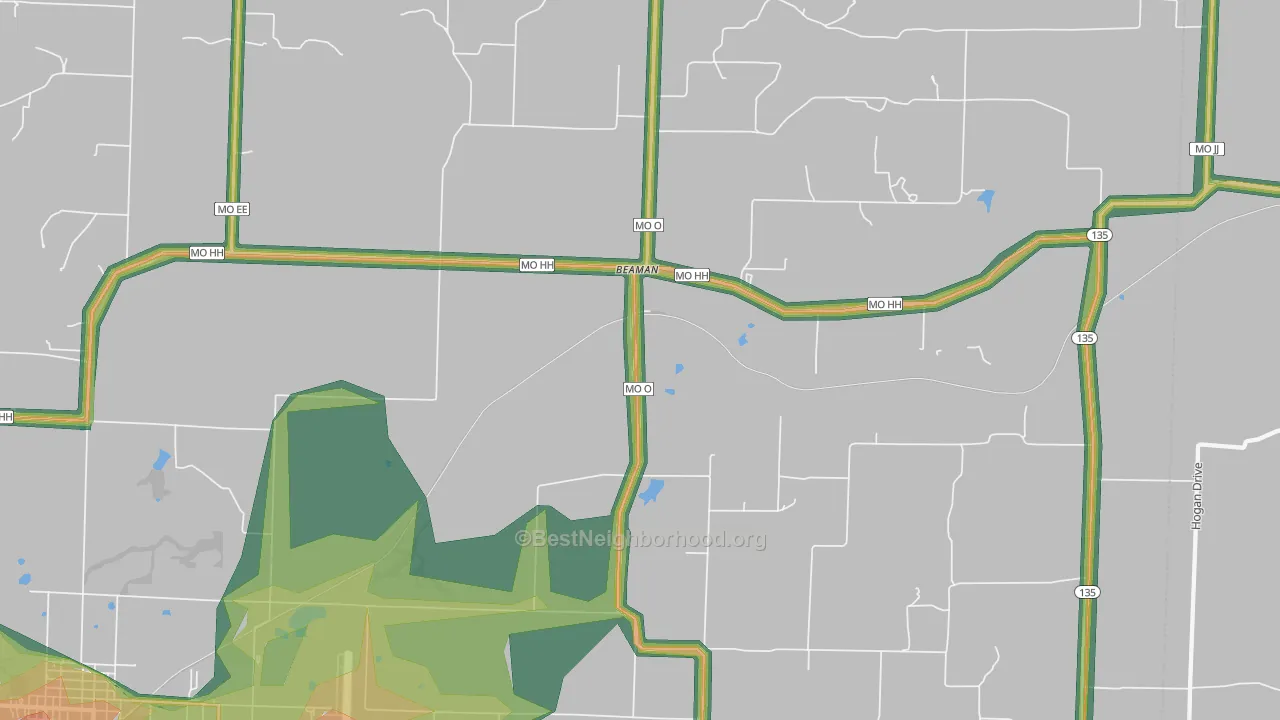 Beaman, MO Map of Noise Levels in Beaman