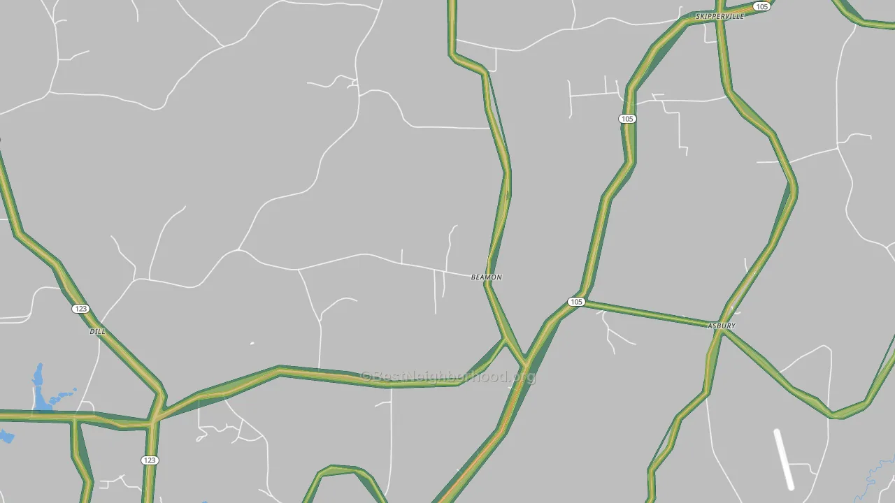 Beamon, AL Map of Noise Levels in Beamon