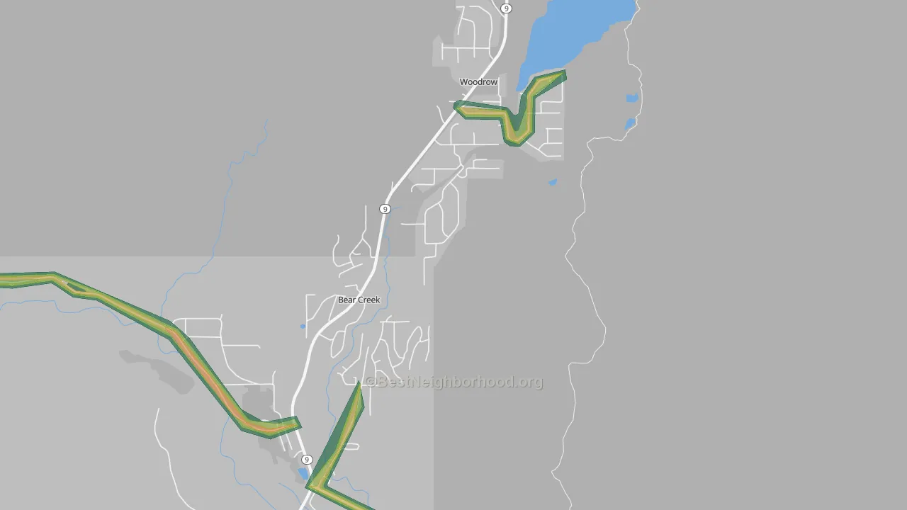 Bear Creek, AK Map of Noise Levels in Bear Creek