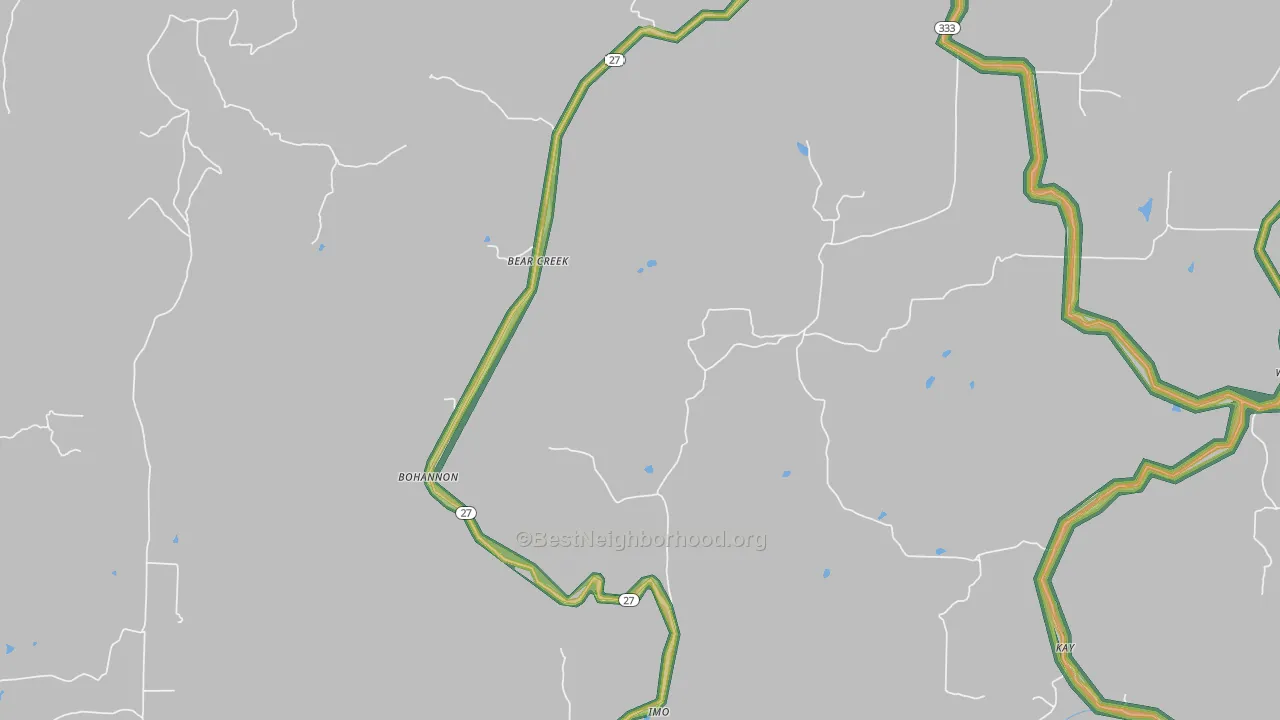 Bear Creek, AR Map of Noise Levels in Bear Creek