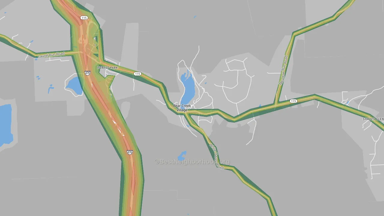 Bear Creek Village, PA Map of Noise Levels in Bear Creek Village