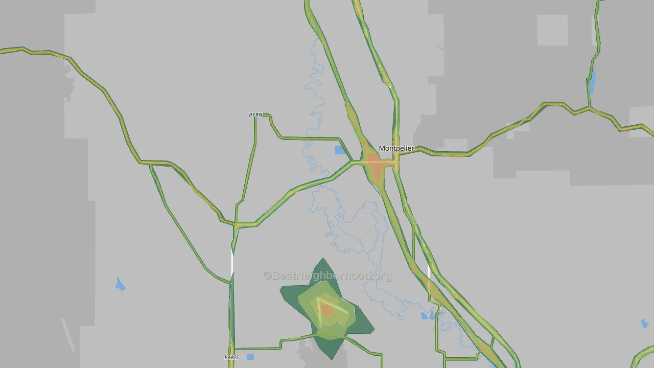 Bear Lake County, ID Map of Noise Levels in Bear Lake County