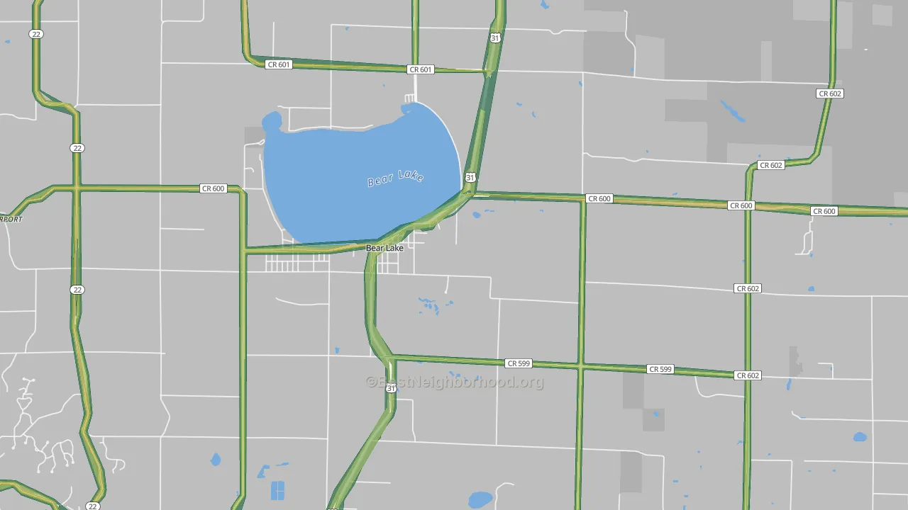 Bear Lake, MI Map of Noise Levels in Bear Lake