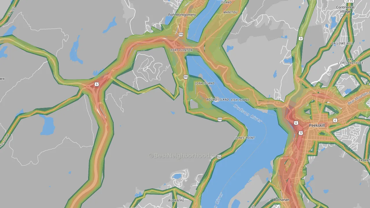 Bear Mountain, NY Map of Noise Levels in Bear Mountain