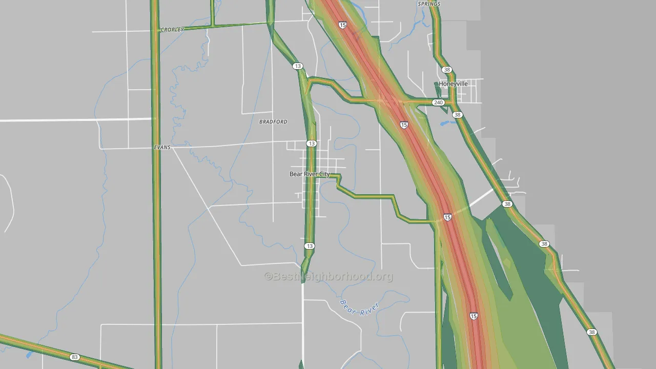Bear River City, UT Map of Noise Levels in Bear River City
