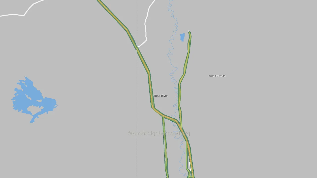 Bear River, WY Map of Noise Levels in Bear River